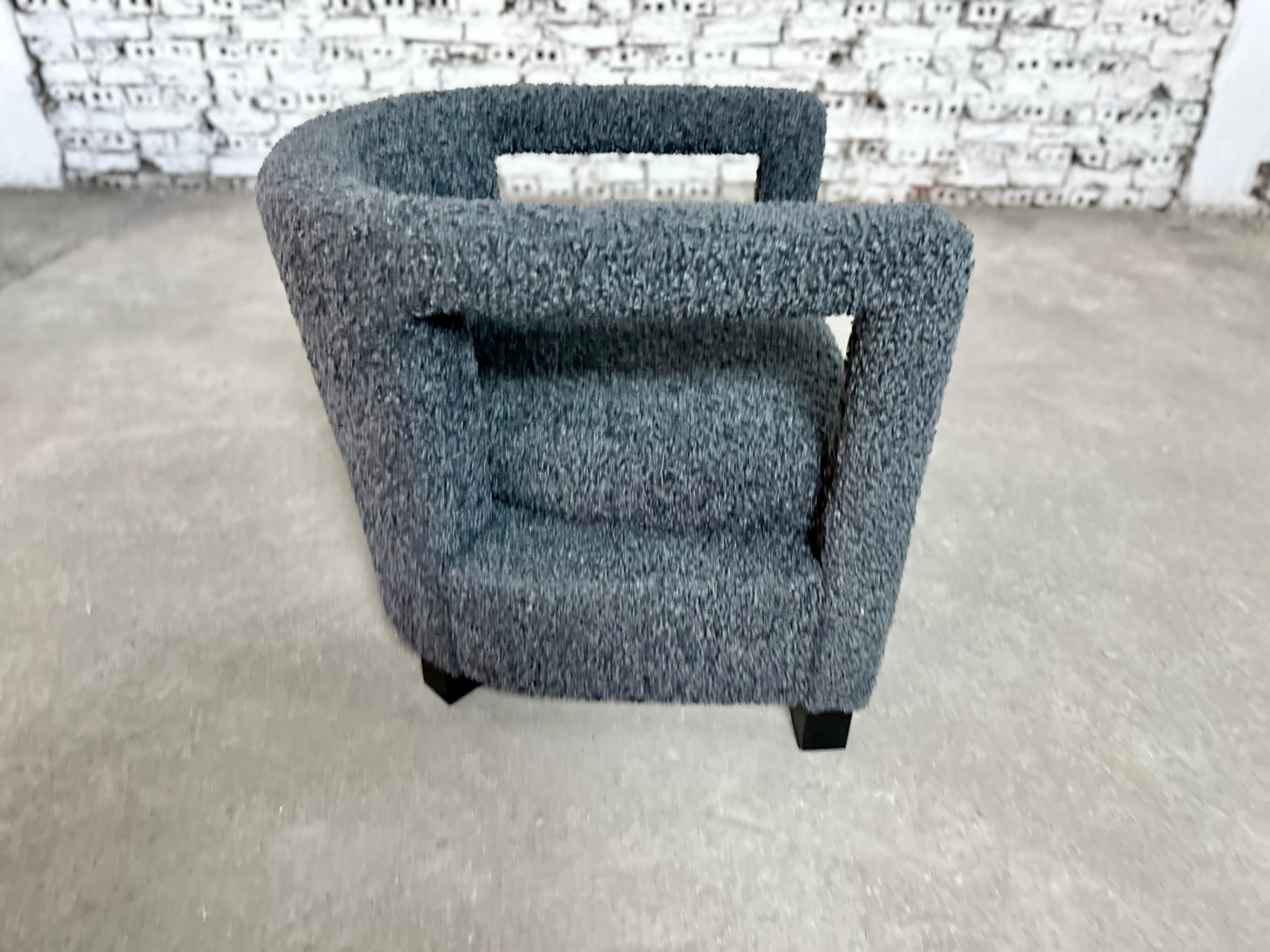 Designer Living Room Club Chair in Gray Bouclé 4