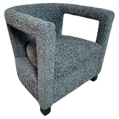 Designer Living Room Club Chair in Gray Bouclé