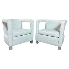 Designer Living Room Club Chairs in White Bouclé - a Pair Designer Living Room Club Chairs in White Bouclé - a Pair