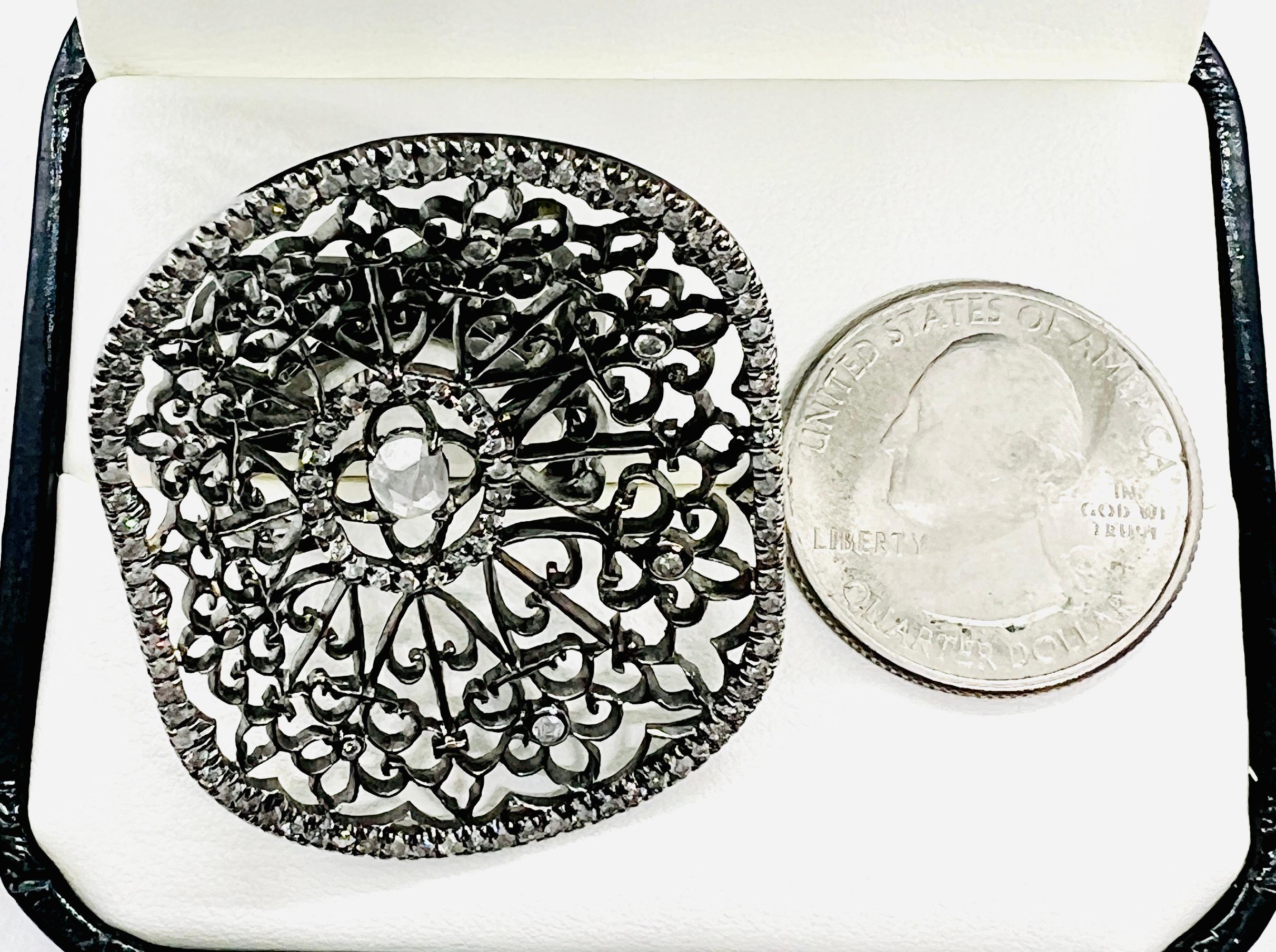 Designerin Loree Rodkin 18K Weißgold & Diamant Oval Spinnenweb-Ring Größe 7,25 im Angebot 2