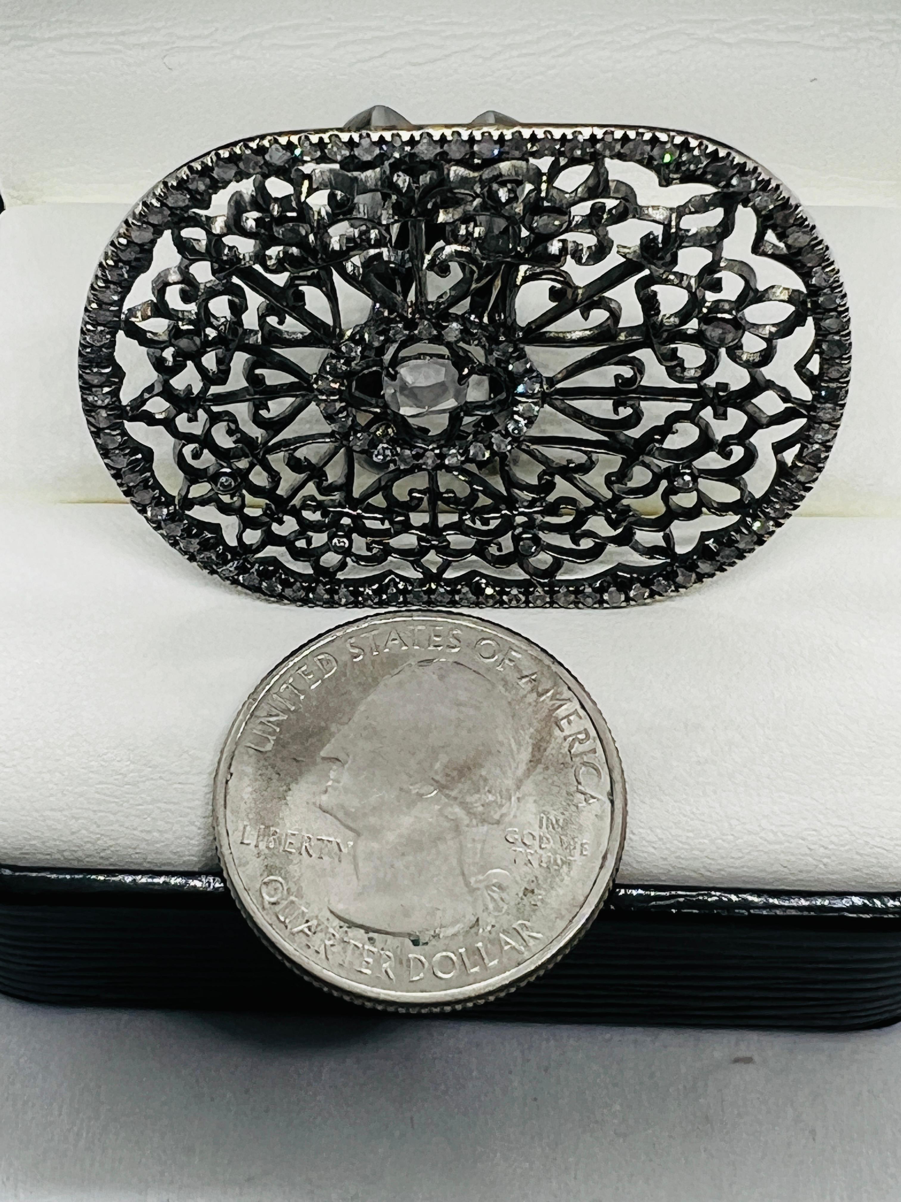 Designer Loree Rodkin 18K White Gold & Diamond Oval Spider Web Ring Size 7.25 For Sale 3