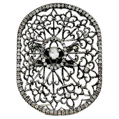 Designer Loree Rodkin 18K White Gold & Diamond Oval Spider Web Ring Size 7.25