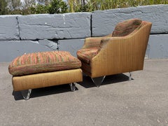 Silla y otomana de diseño, patas de lucite