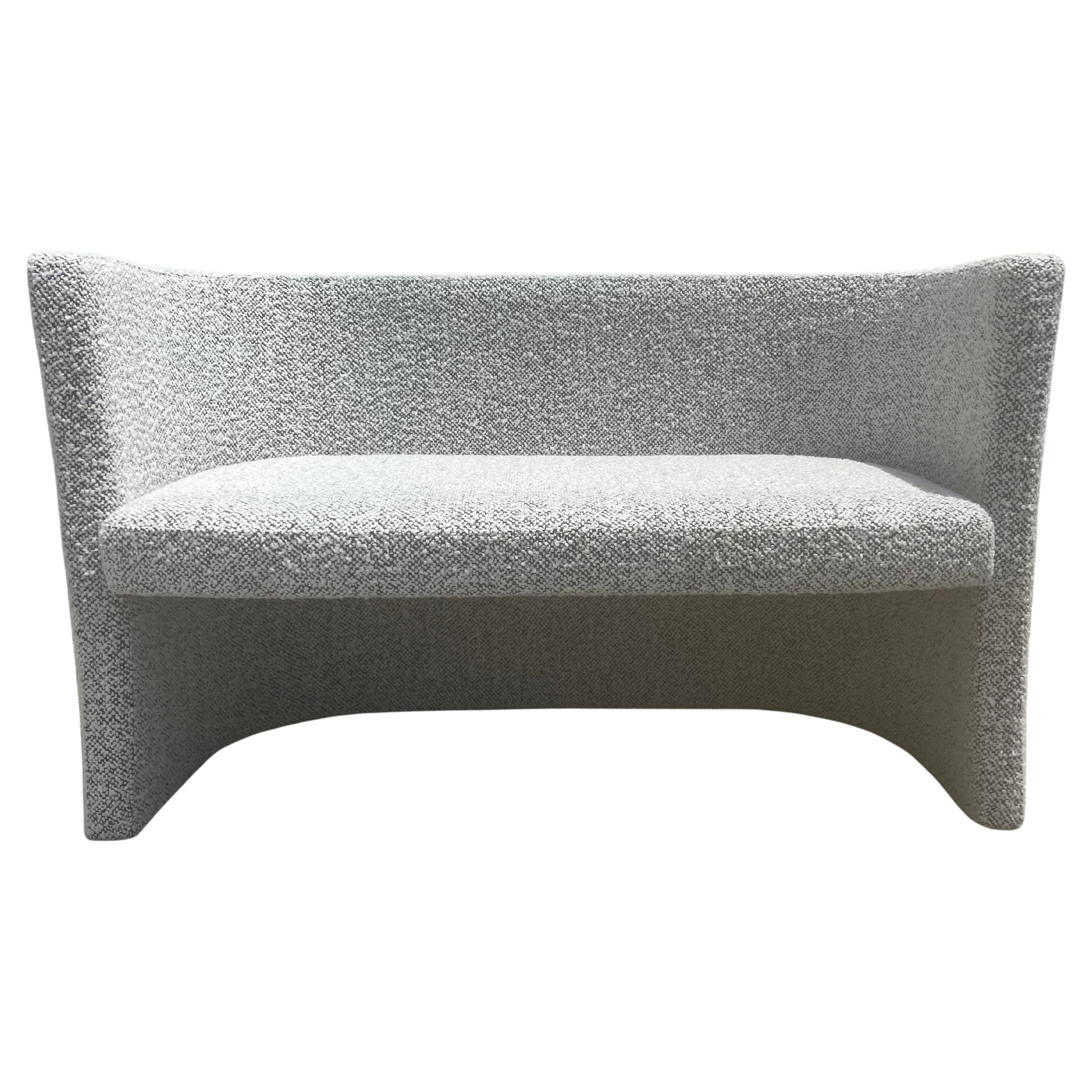 Loveseat de diseño, Banco, Kravet Negro Blanco Nubby Boucle