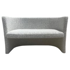Loveseat de diseño, Banco, Kravet Negro Blanco Nubby Boucle