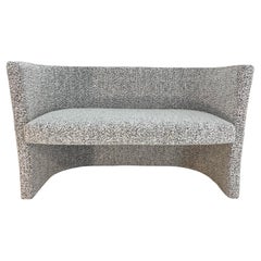 Designer Loveseat, Bench, Kravet Black White Nubby Boucle