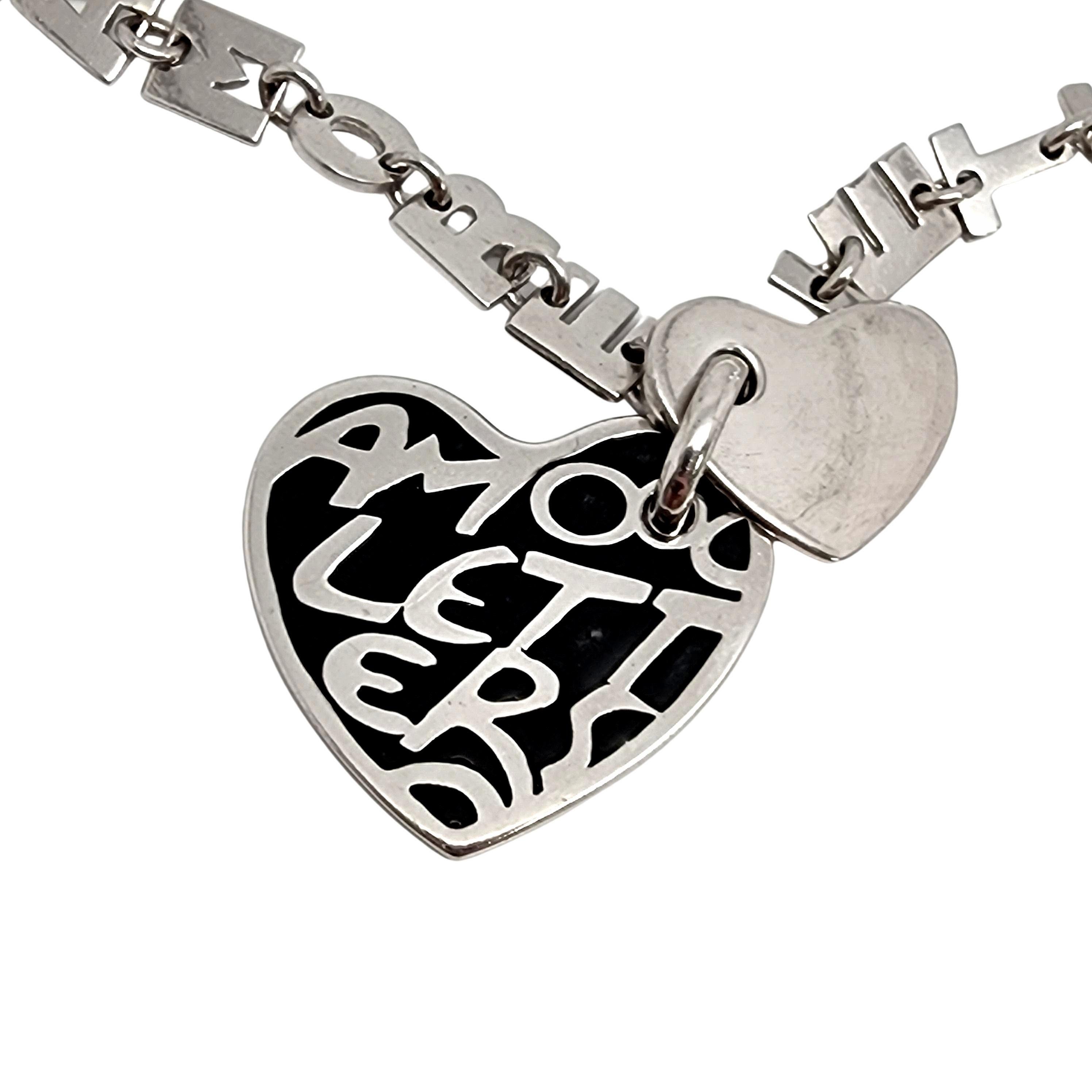 Designer LP 925 Sterling Silver Lettere D'Amore Love Letters Necklace #13372 In Good Condition For Sale In Washington Depot, CT