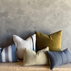 Designer Lumber Pillow in Blue Tan & White Stripe Includes Down Feather Insert