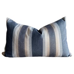 Designer Lumber Pillow in Blue Tan & White Stripe Includes Down Feather Insert