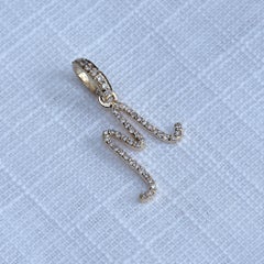 Pendentif « Designer M Initial Charm » en or jaune massif 14 carats avec diamant naturel