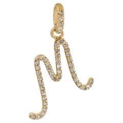 Pendentif « Designer M Initial Charm » en or jaune massif 14 carats avec diamant naturel