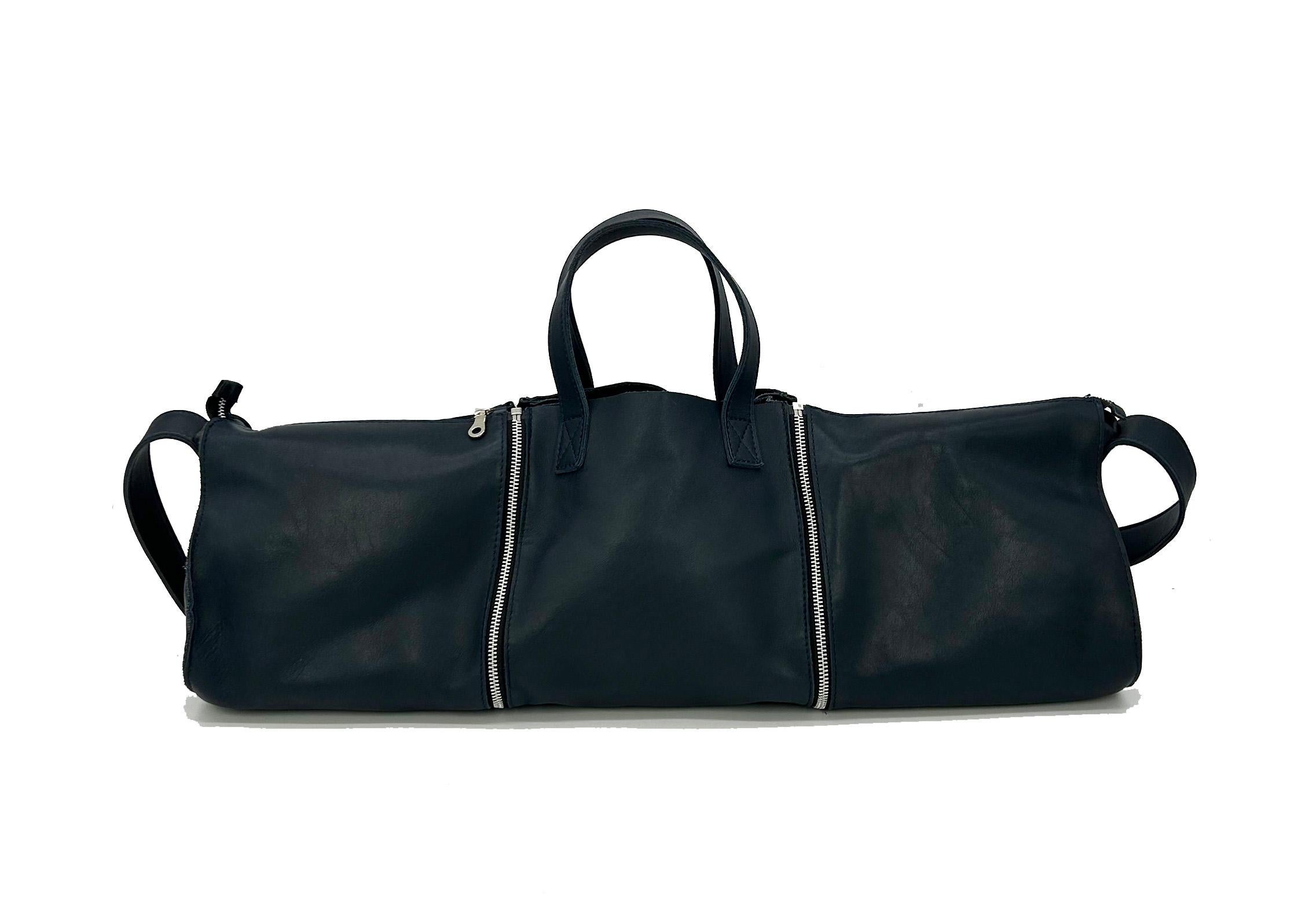 Bolso de diseño Made in Italy Azul Marino Piel 3 en 1 Bolso Tote Negro en venta