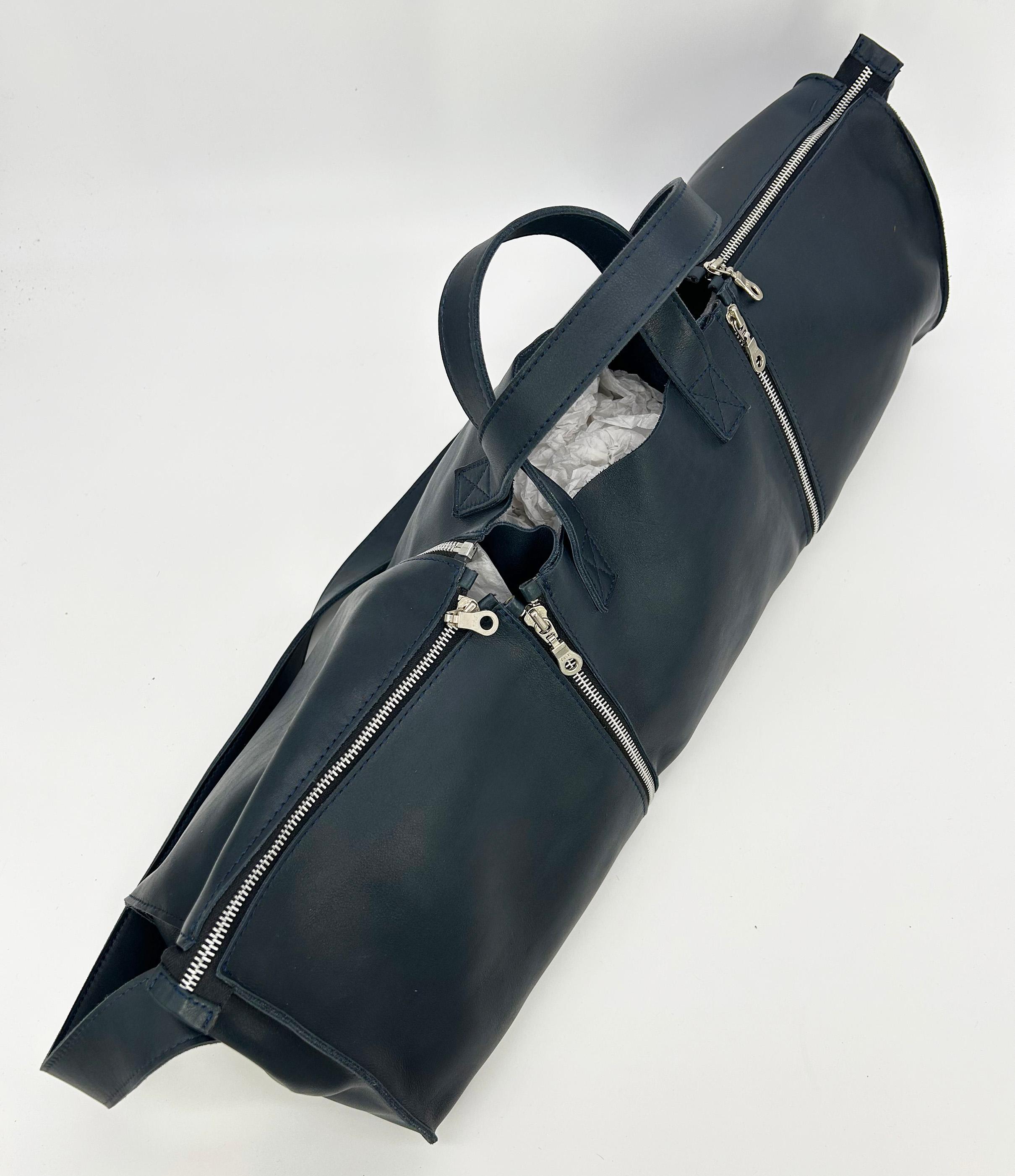 De las mujeres Bolso de diseño Made in Italy Azul Marino Piel 3 en 1 Bolso Tote en venta