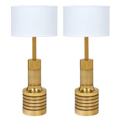 Designer Maison Valenti Midcentury Vintage Brass Table Lamps