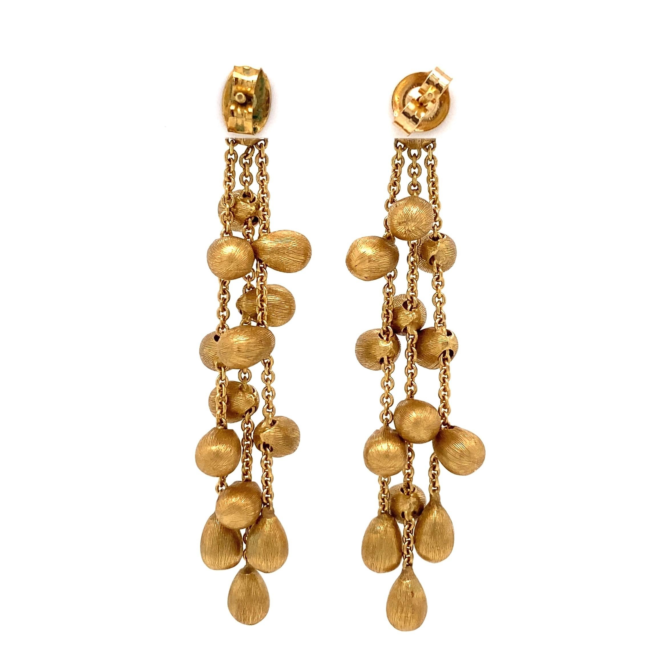Designer Marco Bicego Siviglia 3-Strand Bean Gold Earrings Estate Fine Jewelry In Excellent Condition In Montreal, QC