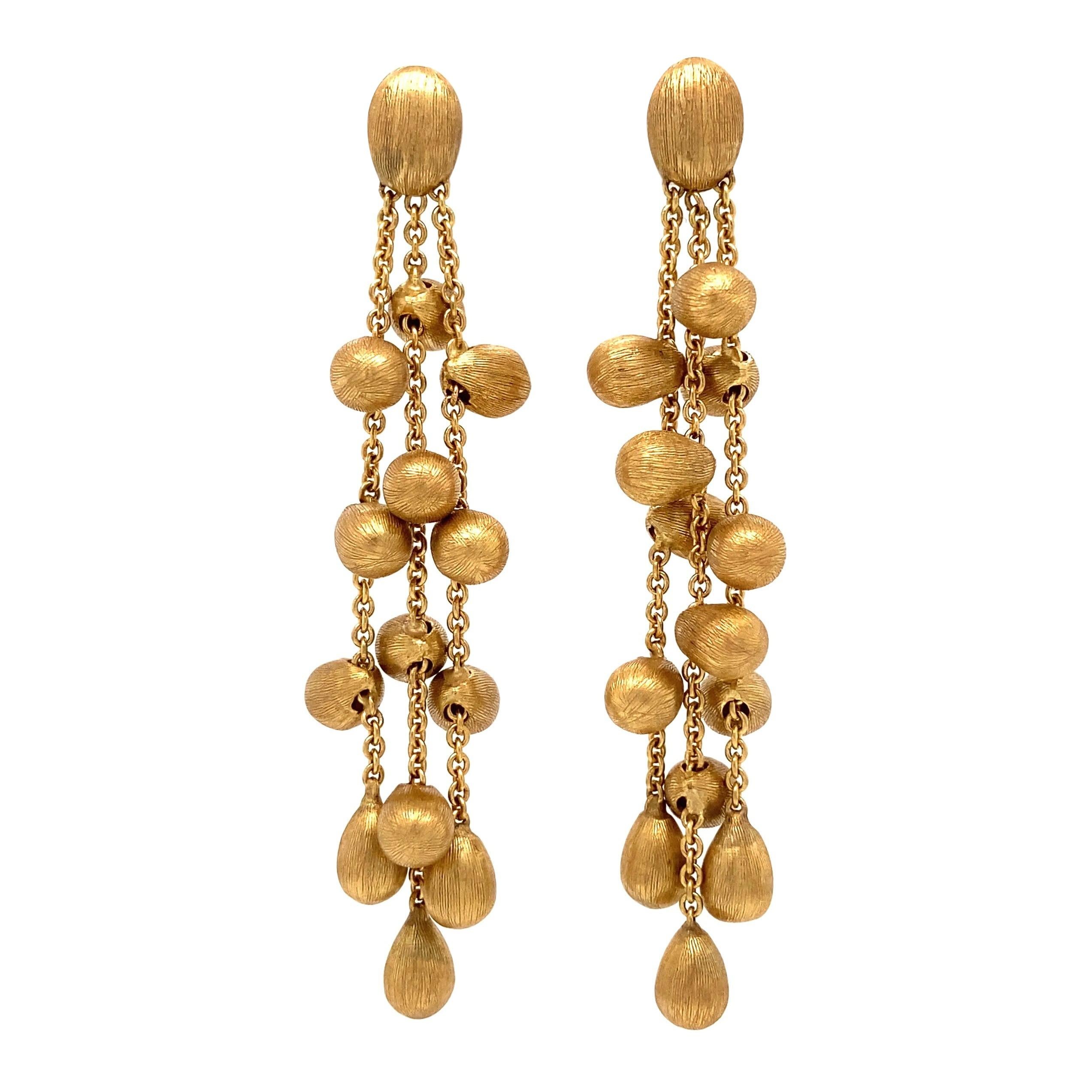 Designer Marco Bicego Siviglia 3-Strand Bean Gold Earrings Estate Fine Jewelry