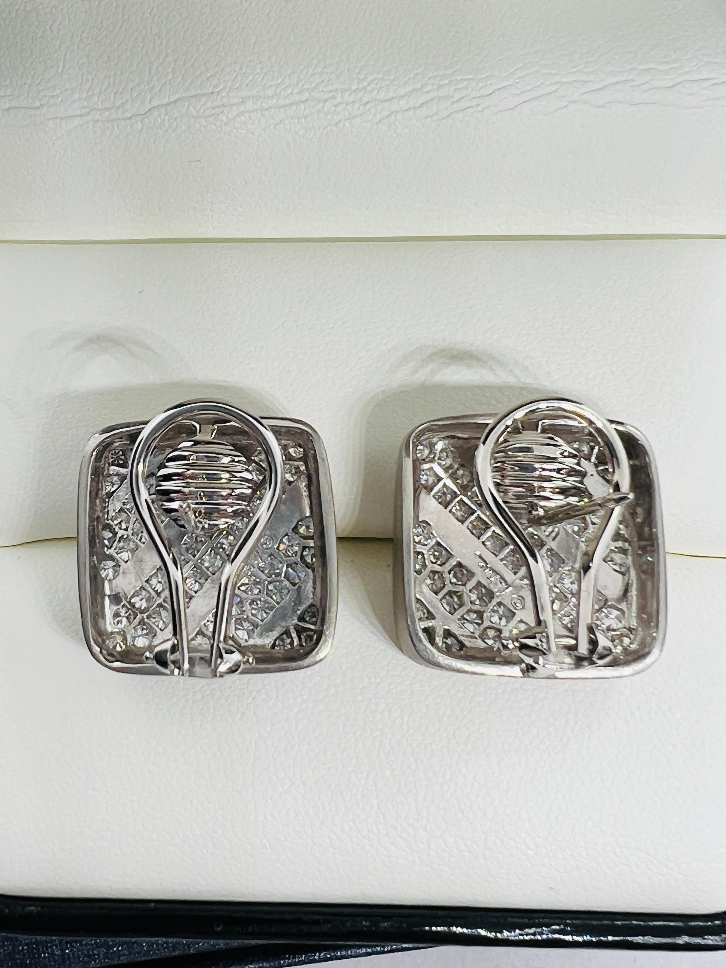 Designer Marlene Stowe 18K white Gold & Diamond Earrings 19.1 grams For Sale 4