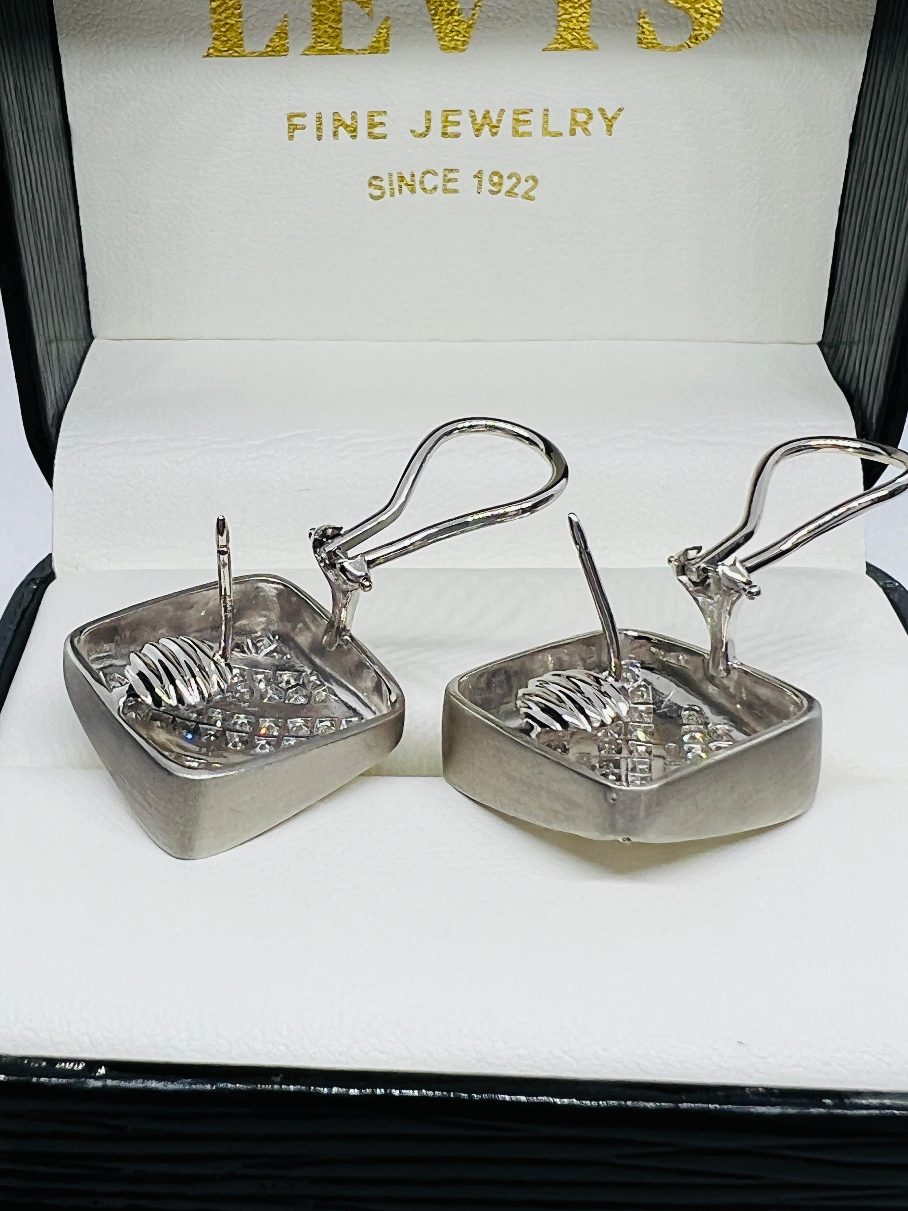 Designer Marlene Stowe 18K white Gold & Diamond Earrings 19.1 grams For Sale 6