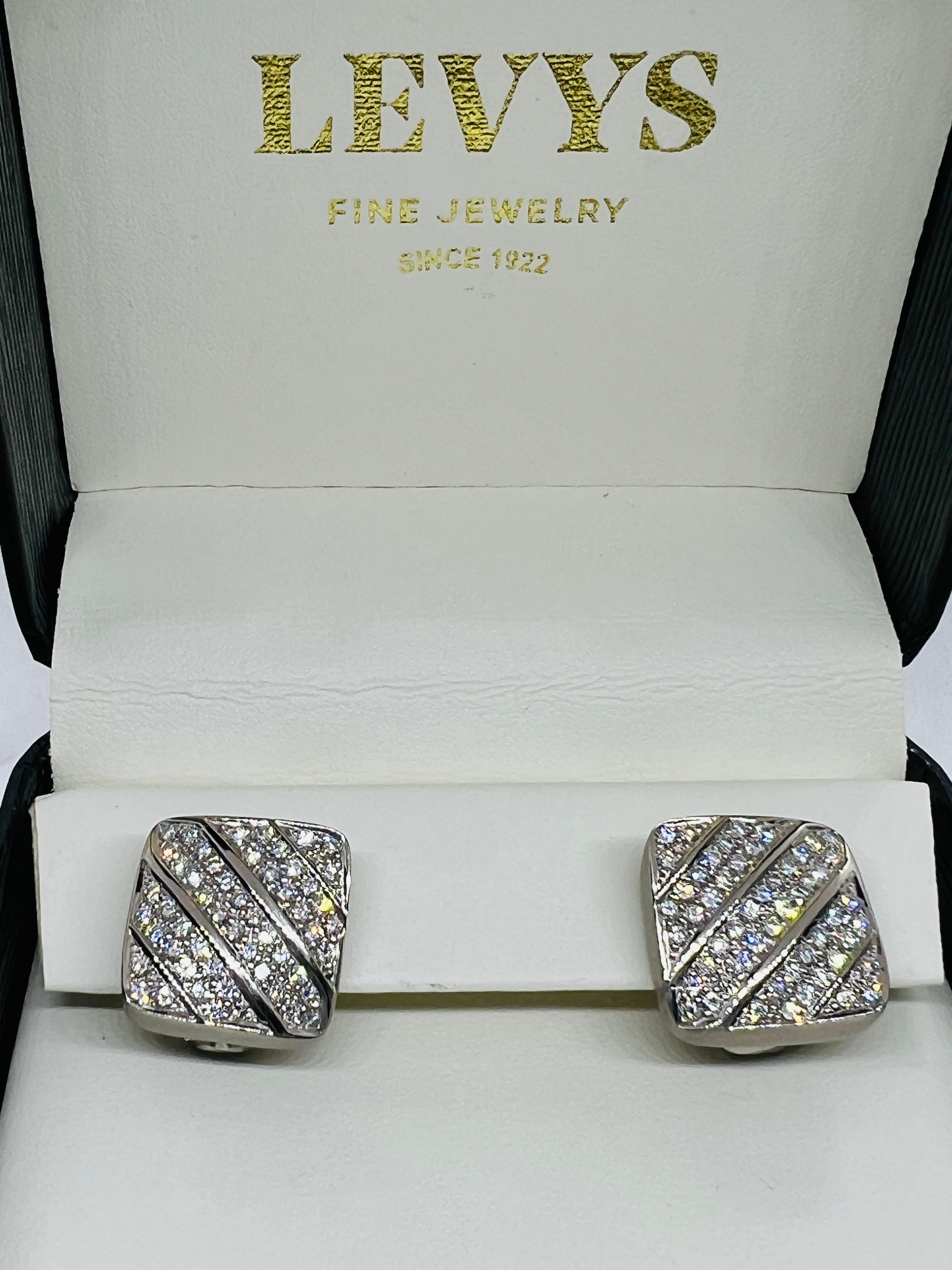 Designer Marlene Stowe 18K white Gold & Diamond Earrings 19.1 grams In Excellent Condition For Sale In Birmingham, AL