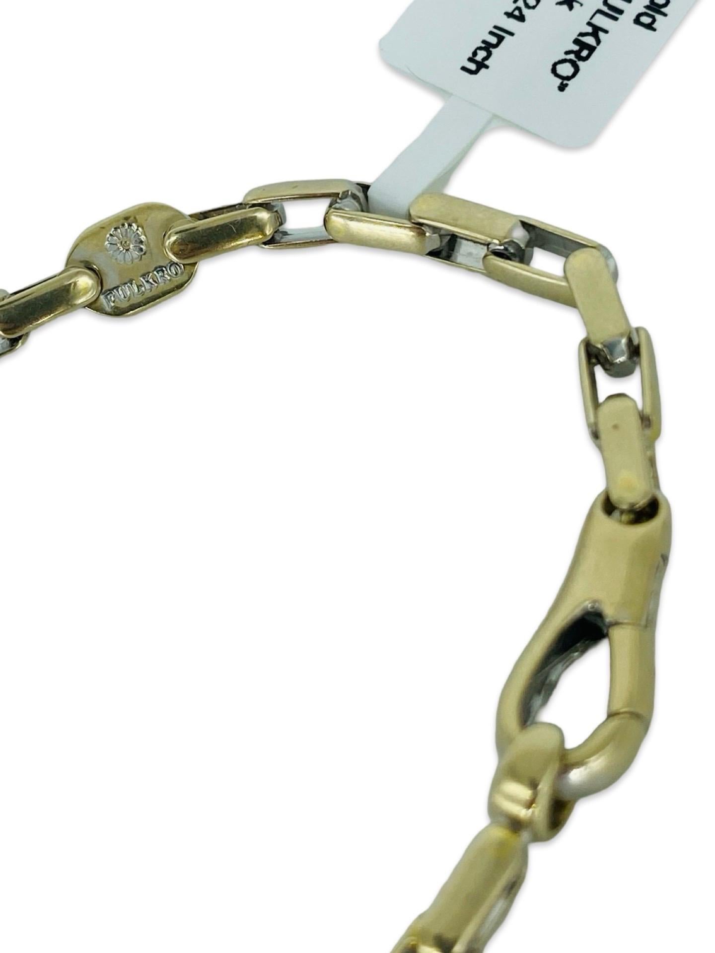 Designer Men's Fulkro 4mm Fancy Link Chain 18k White Gold  For Sale 1