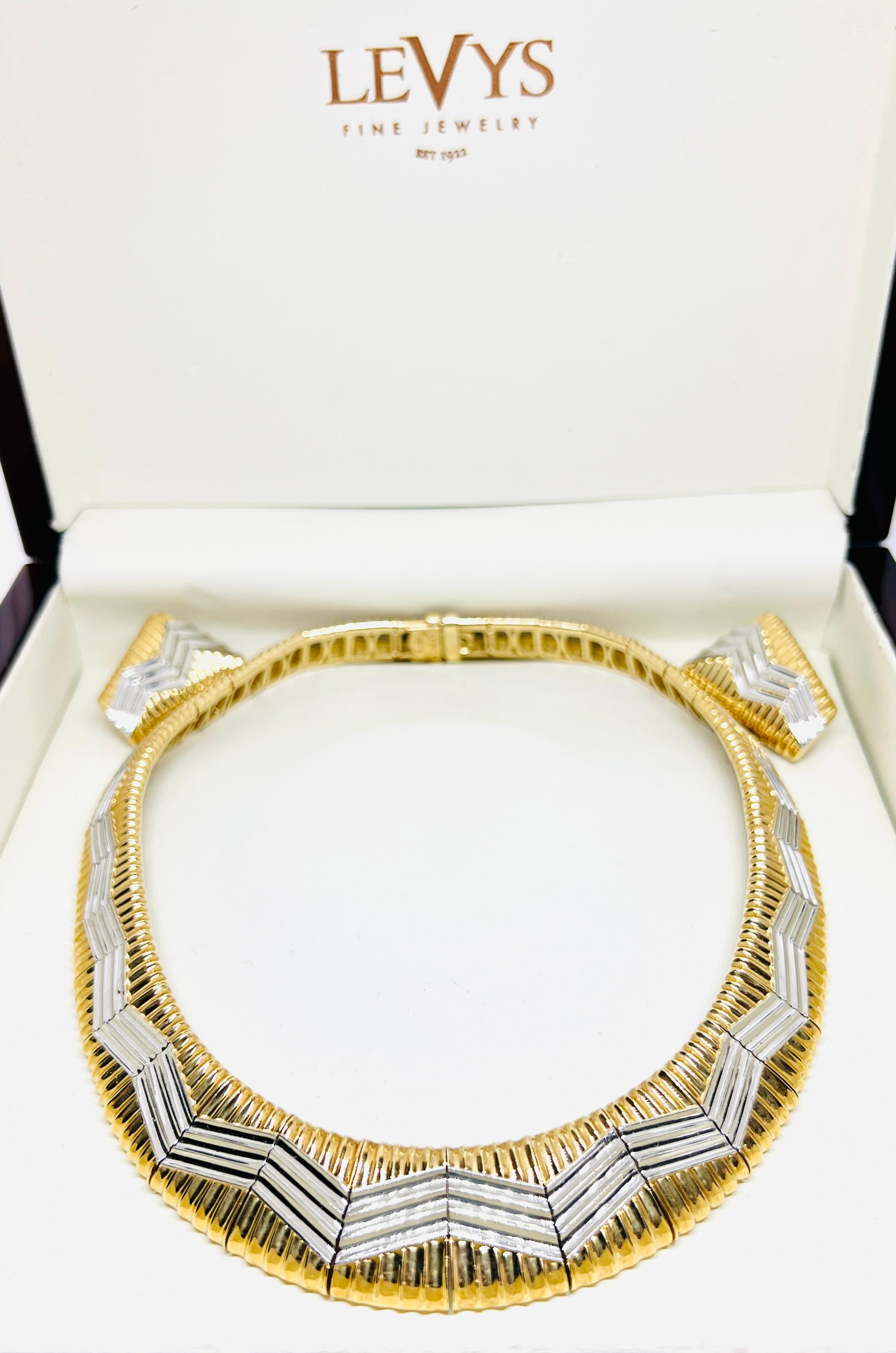 Women's Designer Michael Bondanza 18k Yellow Gold & Platinum Necklace & Earrings Suite
