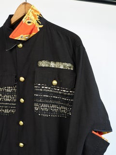Designer Militärjacke bedruckt aus Seide, Lurex und Tweed J Dauphin Medium