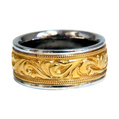 Designer Millan Graver Etched Gilt Two Toned Milligree 14kt Gold Band*
