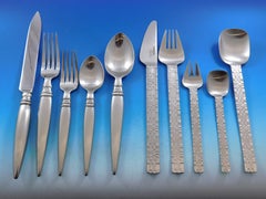 Designer Mixed Stainless Steel Flatware Set #1 Service 62 Pieces Modern Unused