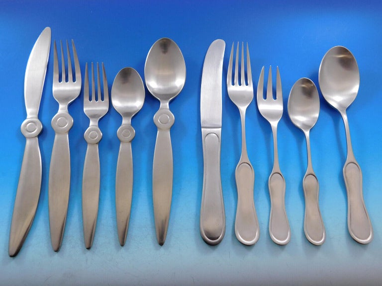 Designer Mixed Stainless Steel Flatware Set 1 Service 62 Pieces Modern