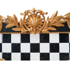 Designer Neoclassical Style Black & White Tile Mirror