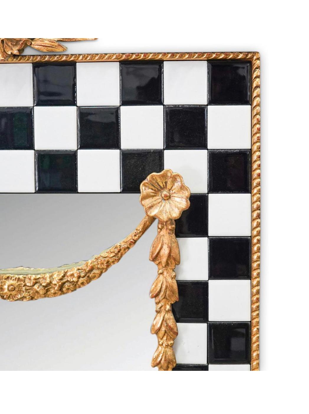 Designer Neoklassischer Stil Schwarz & Weiß Fliesenspiegel (amerikanisch) im Angebot