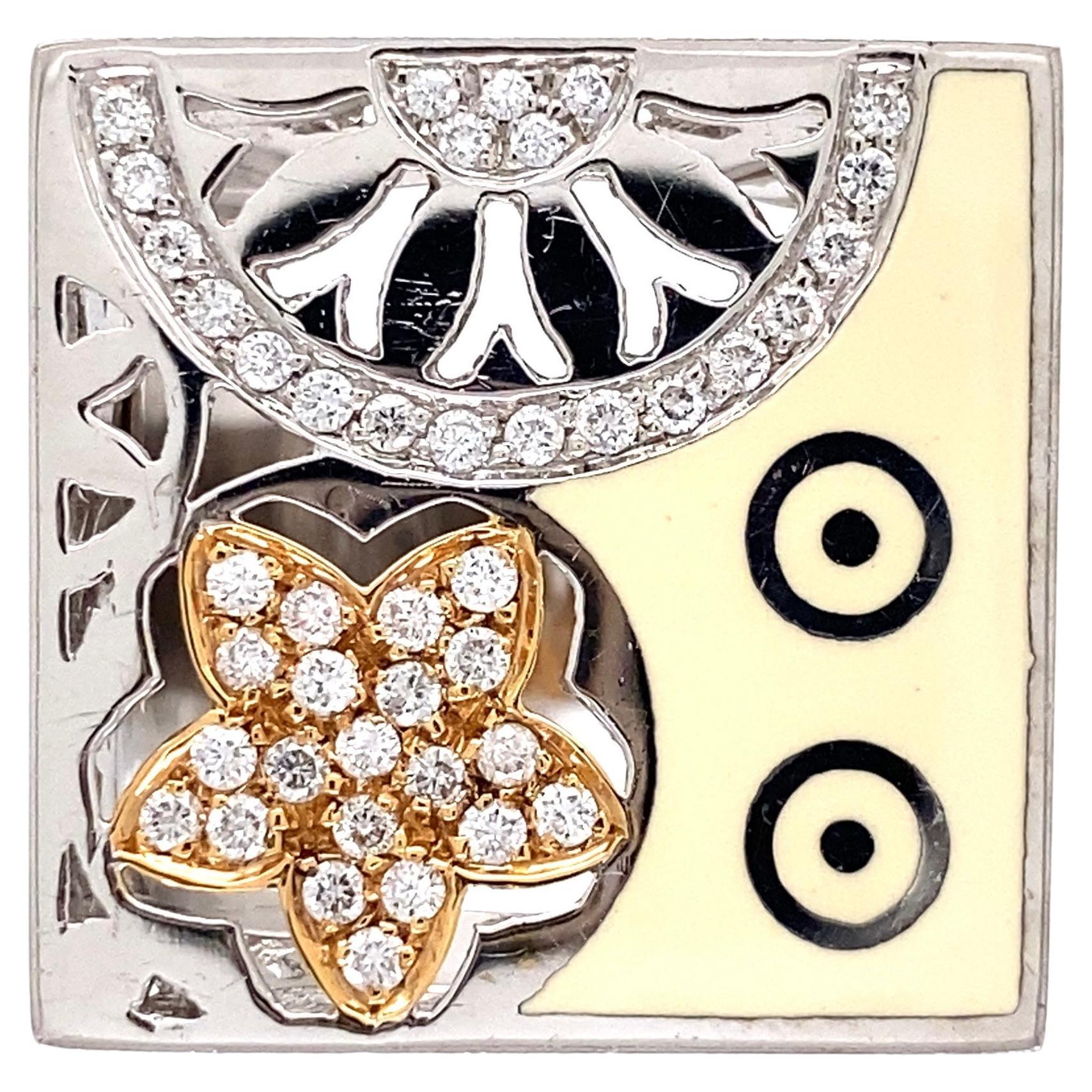 Designer Nouvelle Bague  India Preziosa Diamond and Enamel Cocktail Ring For Sale