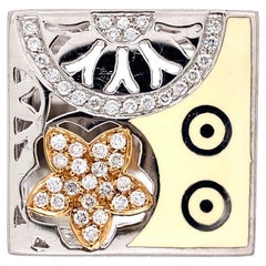 Designer Nouvelle Bague  India Preziosa Diamond and Enamel Cocktail Ring