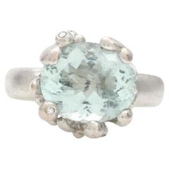 Designer Ole Lynggaard ring in white gold with aquamarine and diamonds