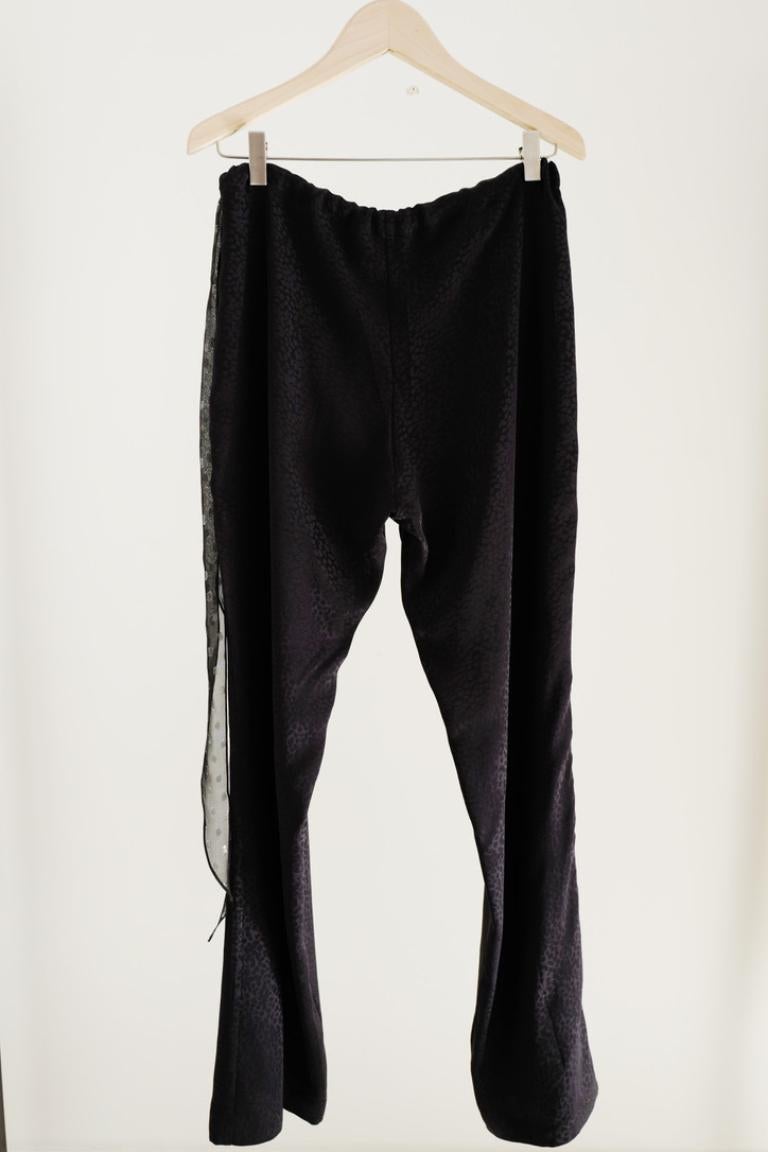 Designer Open leg Silk Trousers Black Small For Sale 3