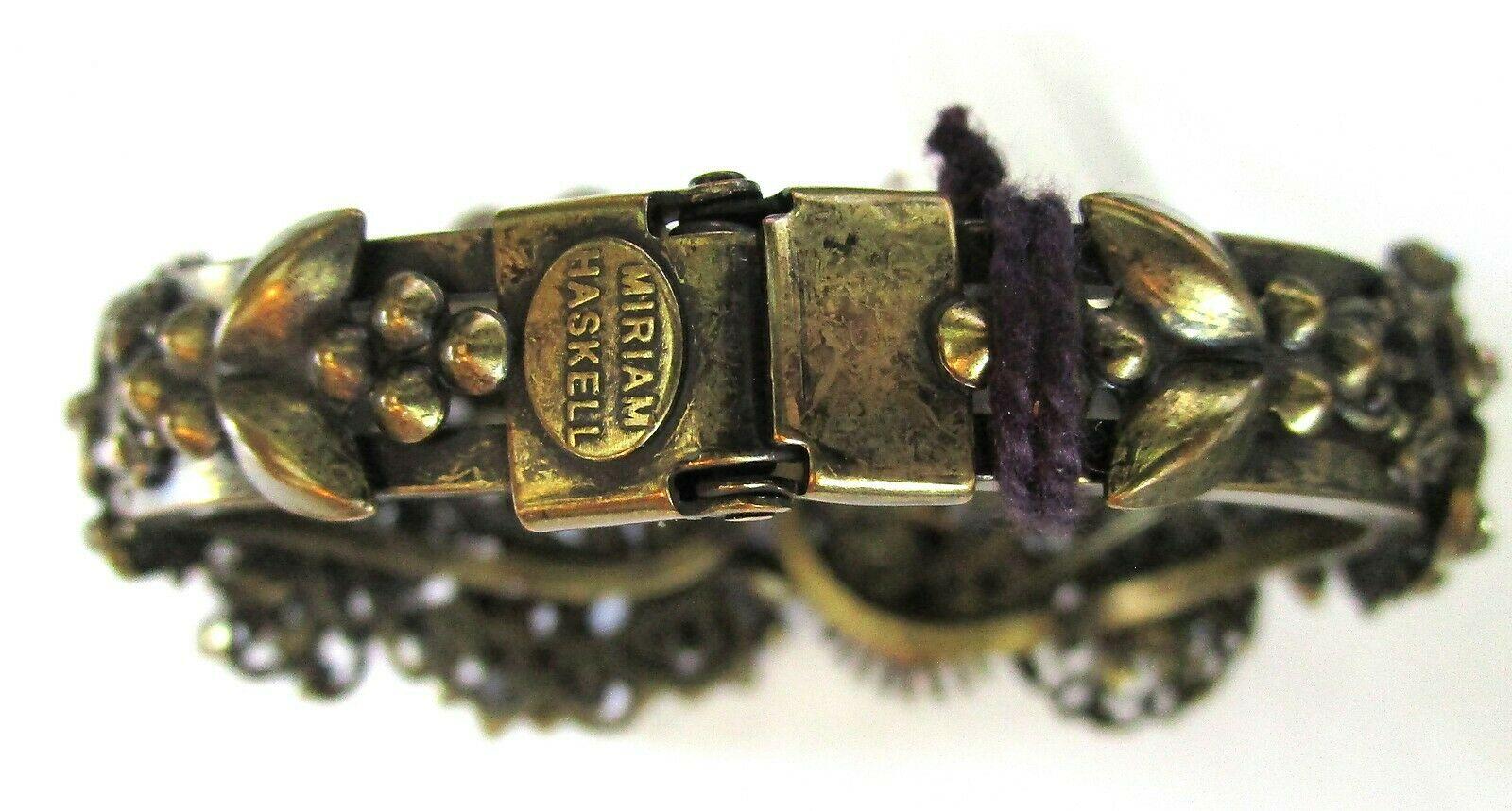 Designer Ornate Encrusted Flowers Clamper Bracelet by Miriam Haskell 1