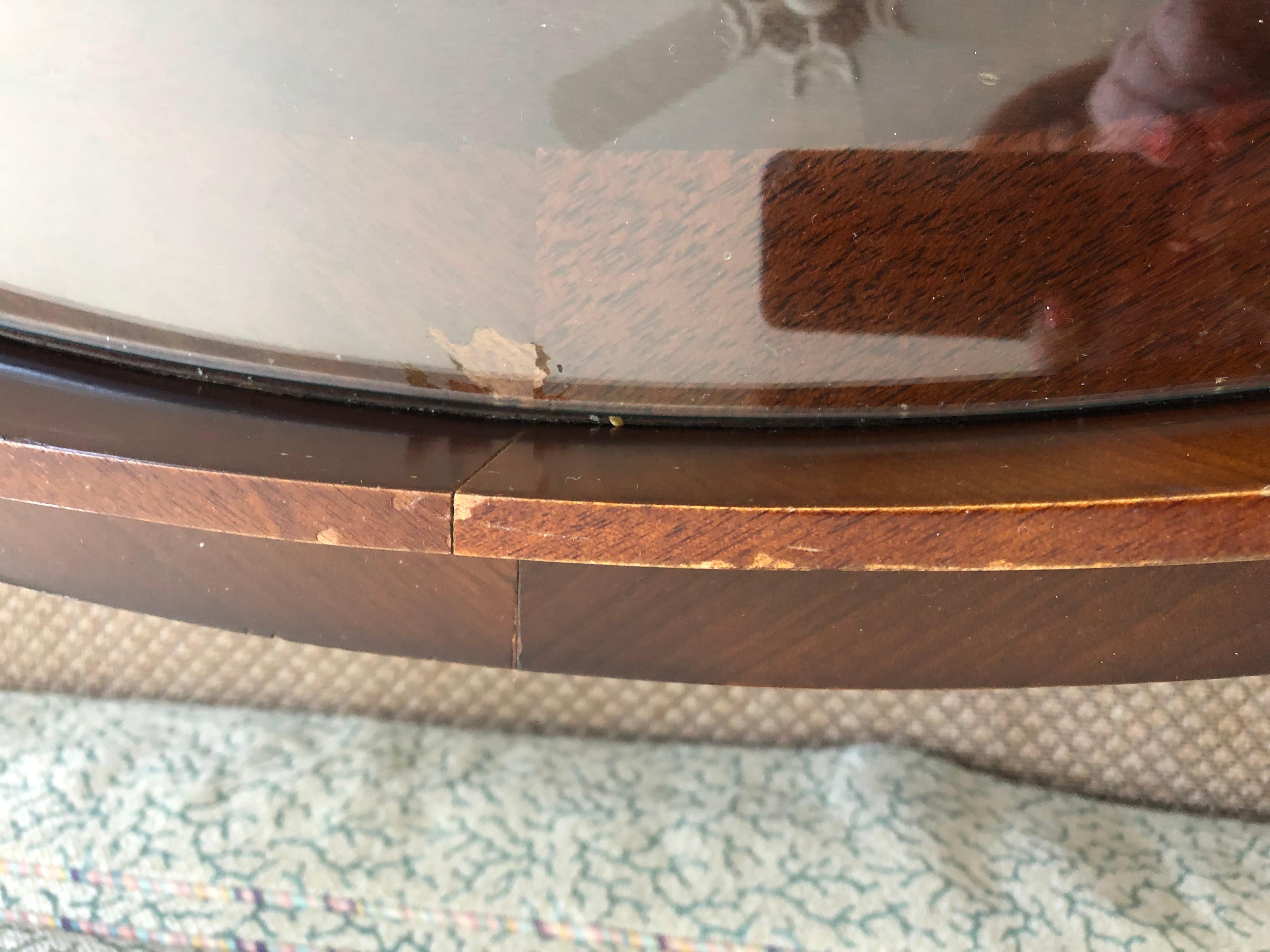 Mid-20th Century Designer Oval Mahogany & Glass Coffee Table For Sale