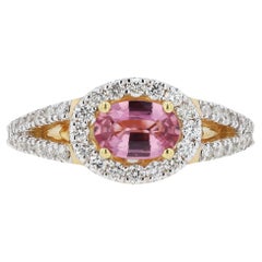 Anillo de compromiso de zafiro Padparadscha y diamante de diseño Certificado GIL Sin Calor