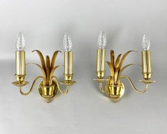 Designer Paired Sconces by S.a. Boulanger, Belgium Brass, Metal Wall Lamps
