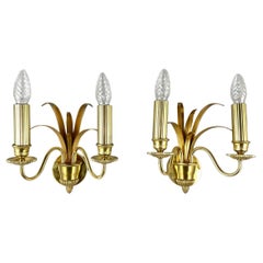 Designer Paired Sconces by S.a. Boulanger, Belgium Brass, Metal Wall Lamps