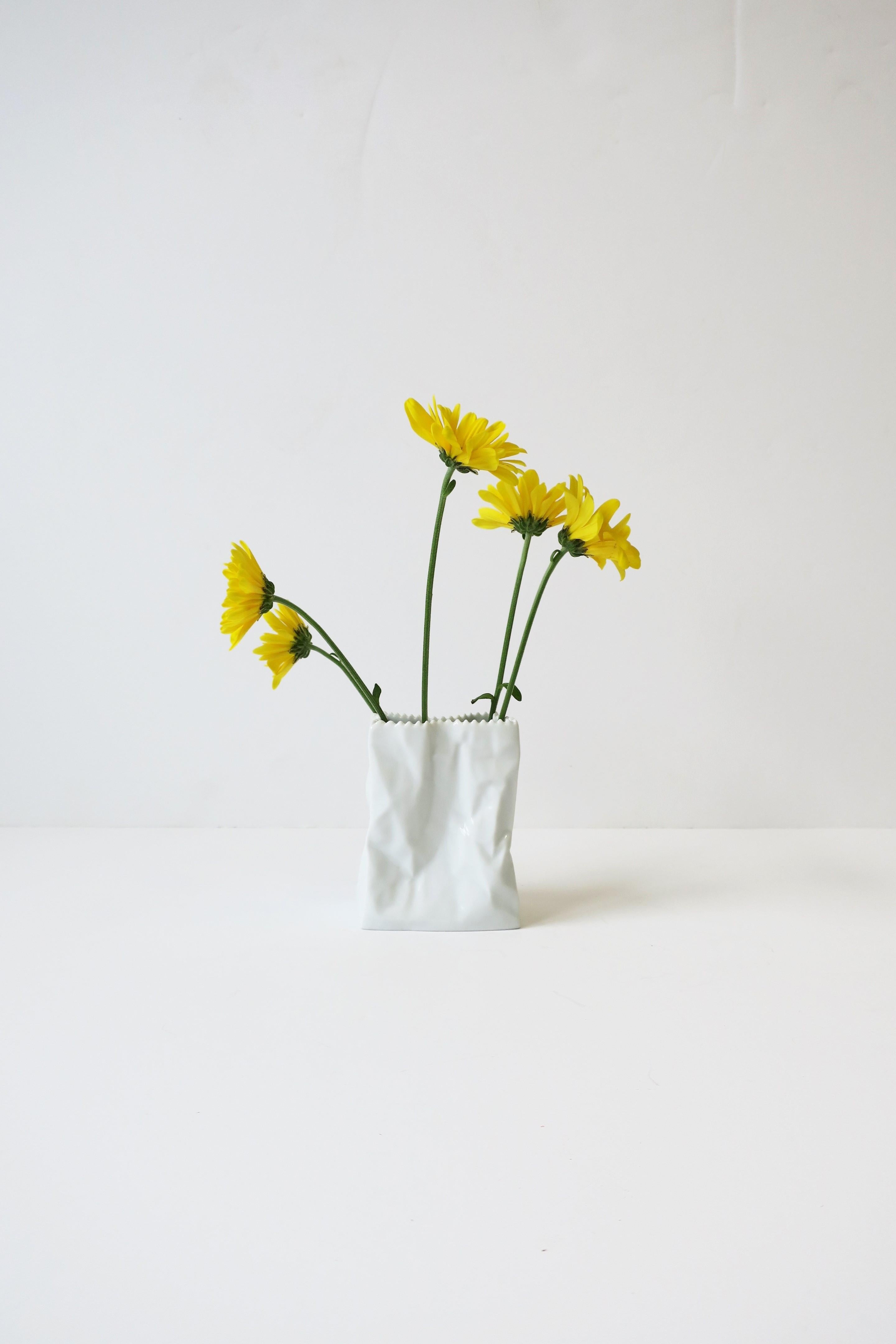 Porcelain Designer Paper Bag Vase Rosenthal Studio-Line 'DO NOT LITTER' by Tapio Wirkkala