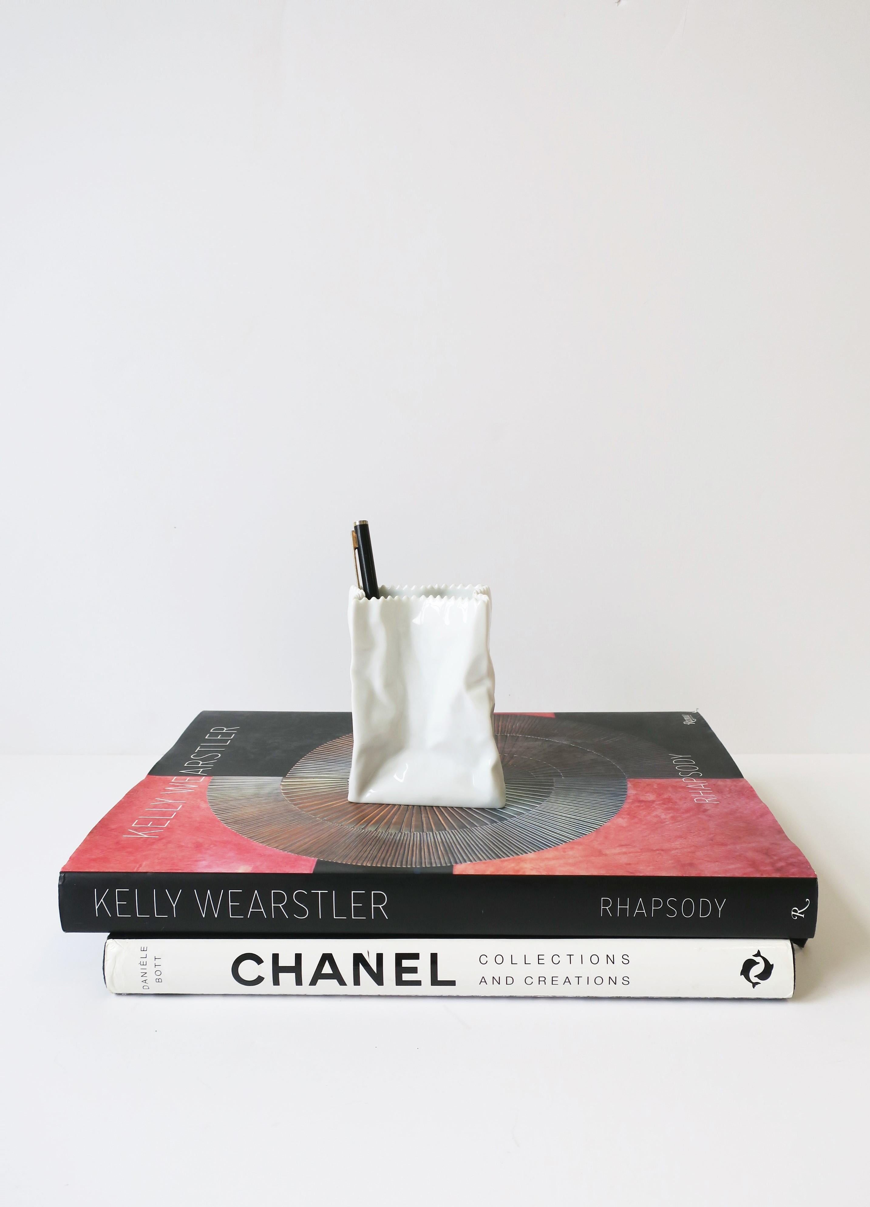 Post-Modern Designer Paper Bag Vase Rosenthal Studio-Line 'DO NOT LITTER' by Tapio Wirkkala