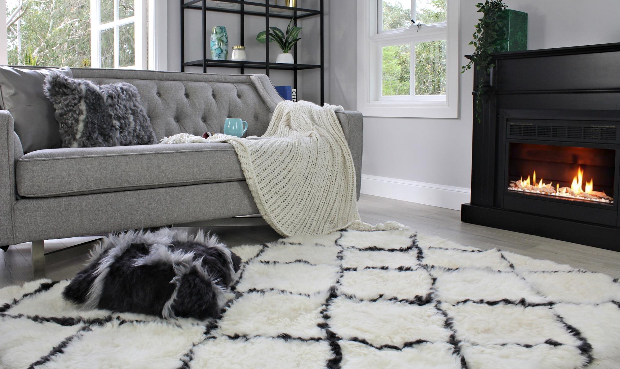 This diamond pattern Patchwork Sheepskin rug is a unique piece custom made by eluxury home. It is meticulously handcrafted by Australian artisans using intricate patchwork detailing with unparalleled sheepskin craftsmanship and made from the finest,