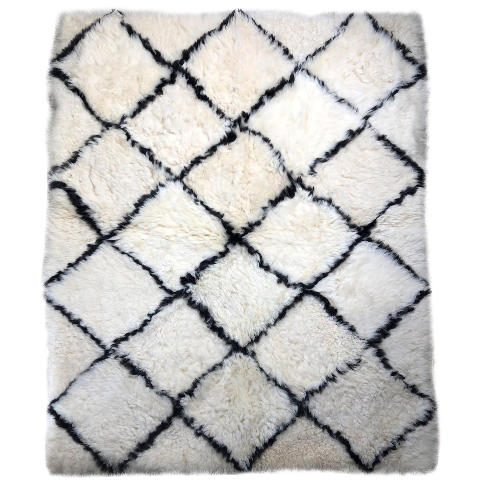 Designer Patchwork Schafsfell-Teppich mit böhmischem Diamantmuster, hergestellt in Australien