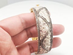 Designer Pave Diamond with Rose Cut Diamond Bangle 925 Sterling Silver Bracelet.