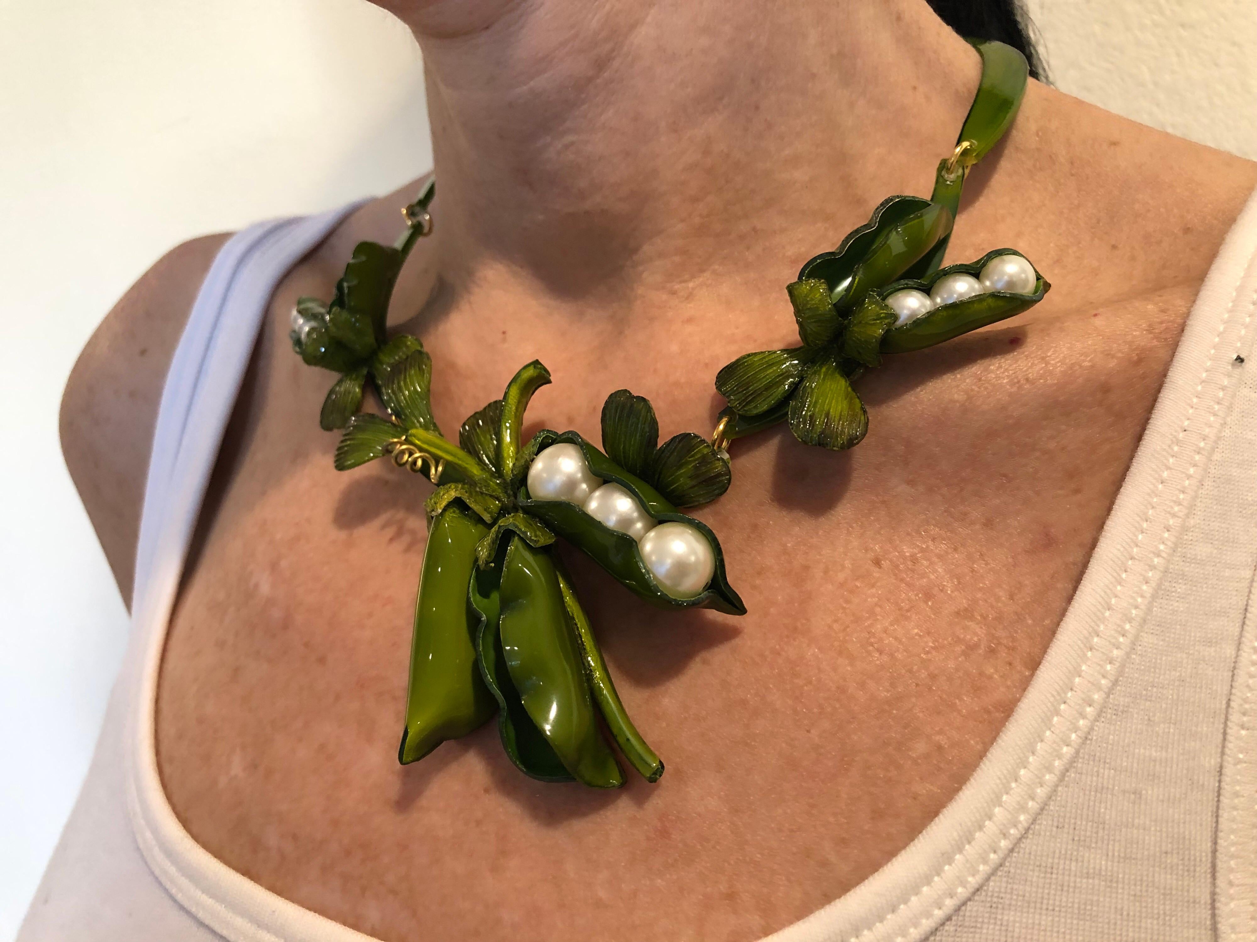 Women's Designer Peapod Pearl Statement Necklace 