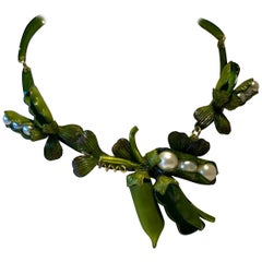 Designer Peapod Pearl Statement Necklace