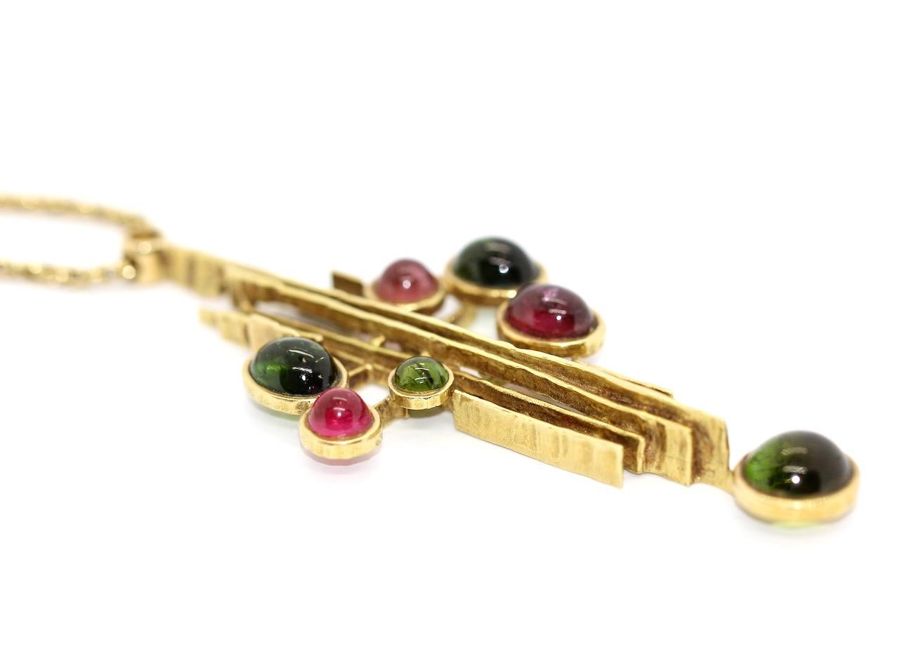 Retro Designer Pendant Enhancer by Grosse, Christian Dior, 18 Karat Gold and Gemstones For Sale