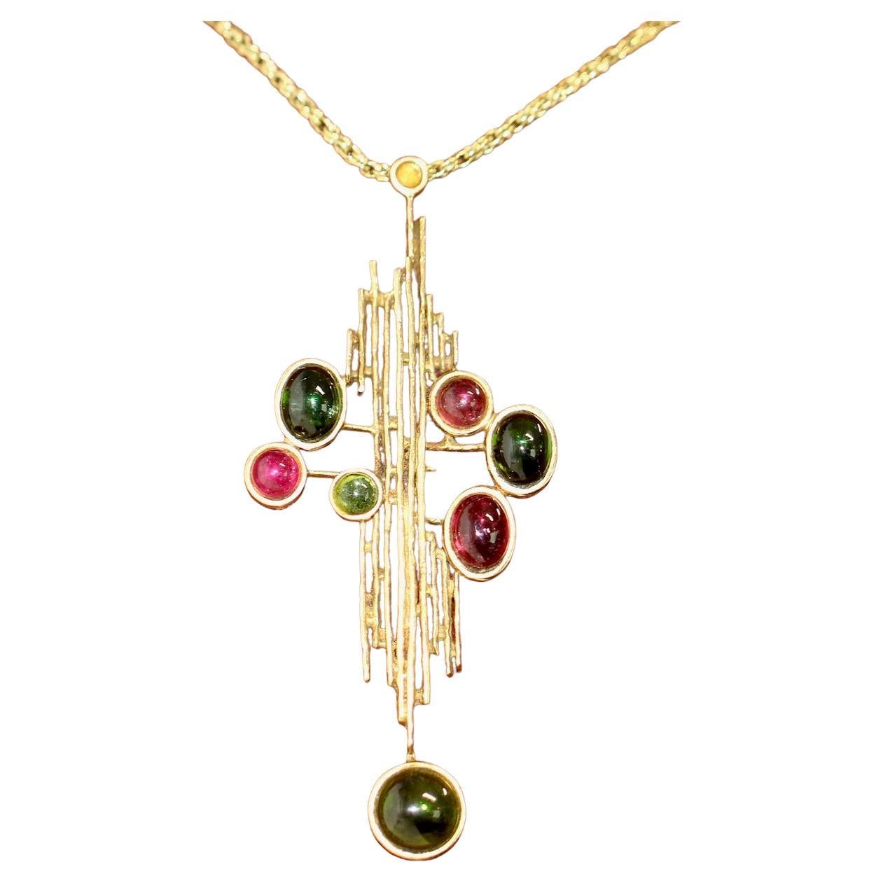 Designer Pendant Enhancer by Grosse, Christian Dior, 18 Karat Gold and Gemstones For Sale