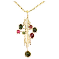 Vintage Designer Pendant Enhancer by Grosse, Christian Dior, 18 Karat Gold and Gemstones